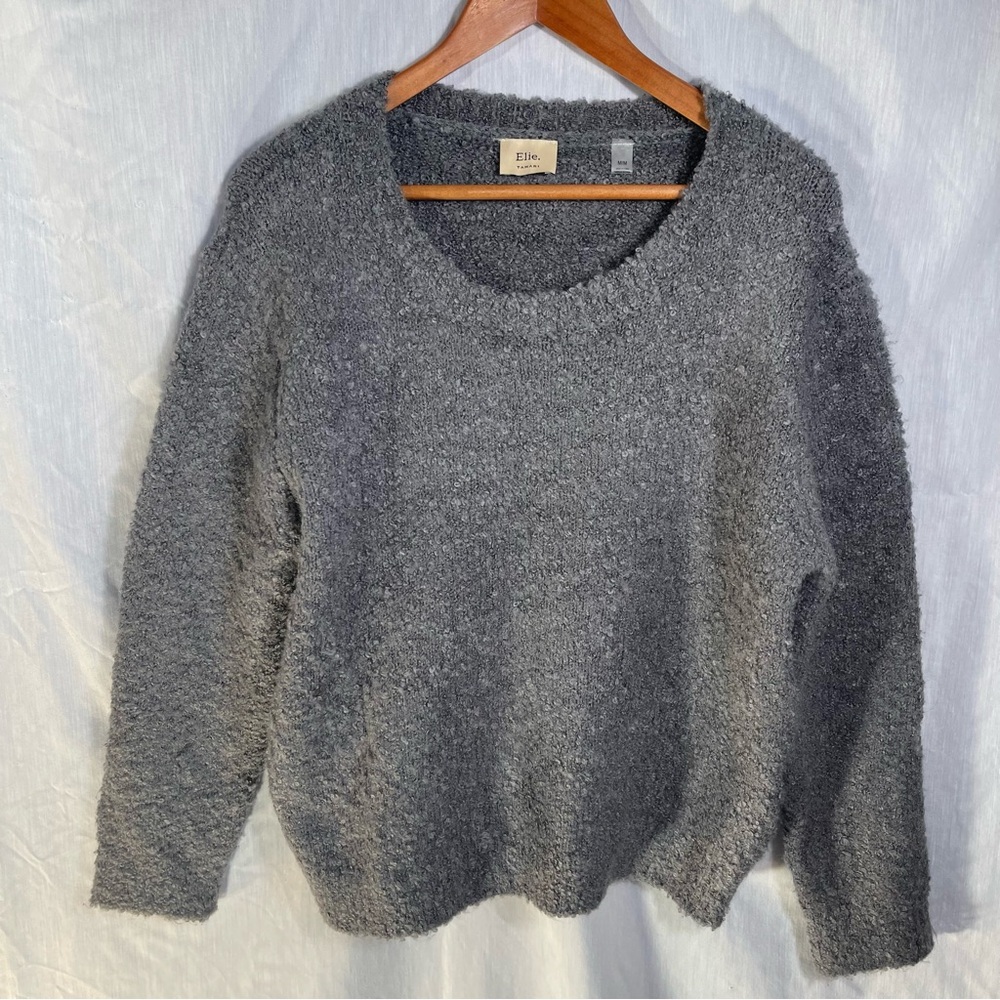 Tahari Cozy Chic Charcoal Boucle' Knit Sweater